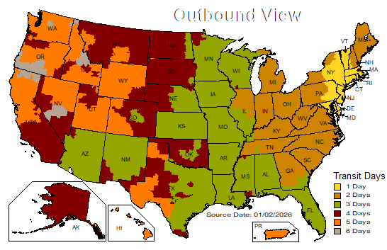 UPS Ground Transit Map